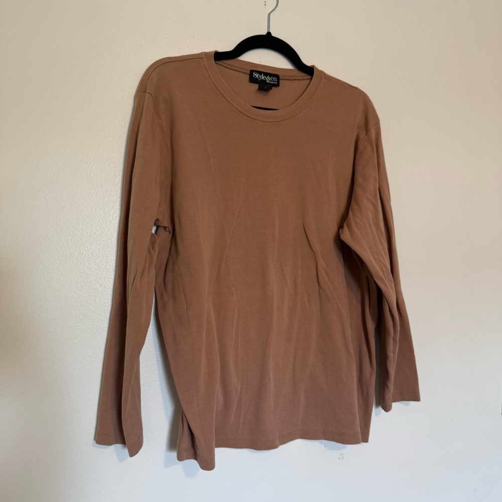 Style & Co. | Brown 100% Cotton Long Sleeve Top - Picture 2 of 5